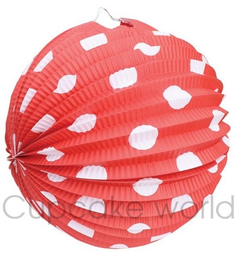 ROBERT GORDON FESTIVE PAPER LANTERNS RED SPOTS POLKA DOTS 6PCS - Click Image to Close